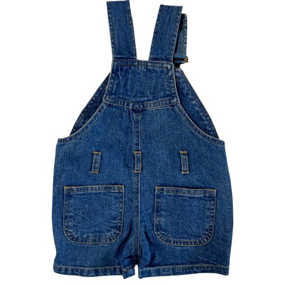 DOTTY DUNGAREES - OVERALL SHORT - STONEWASH STRETCH COTTON DENIM - NEW NO TAG - Picture 2 of 3